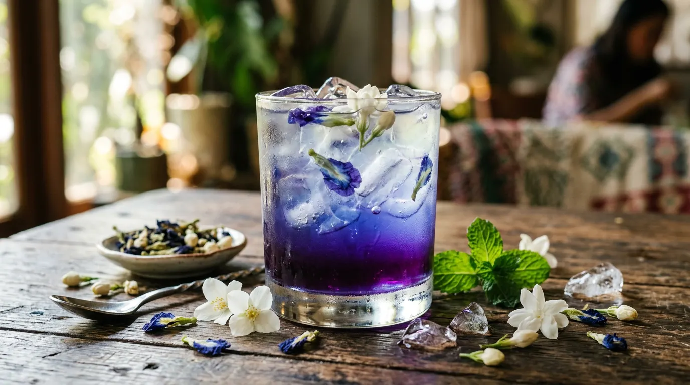 Kesegaran Alami Seduhan Cold-Brew Teh Hijau Jasmine dengan Sentuhan Bunga Telang