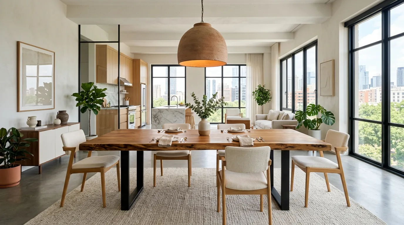 'Kinfolk Dining Table': Meja Kayu Solid Utuh Sudut Berkumpul Hunian