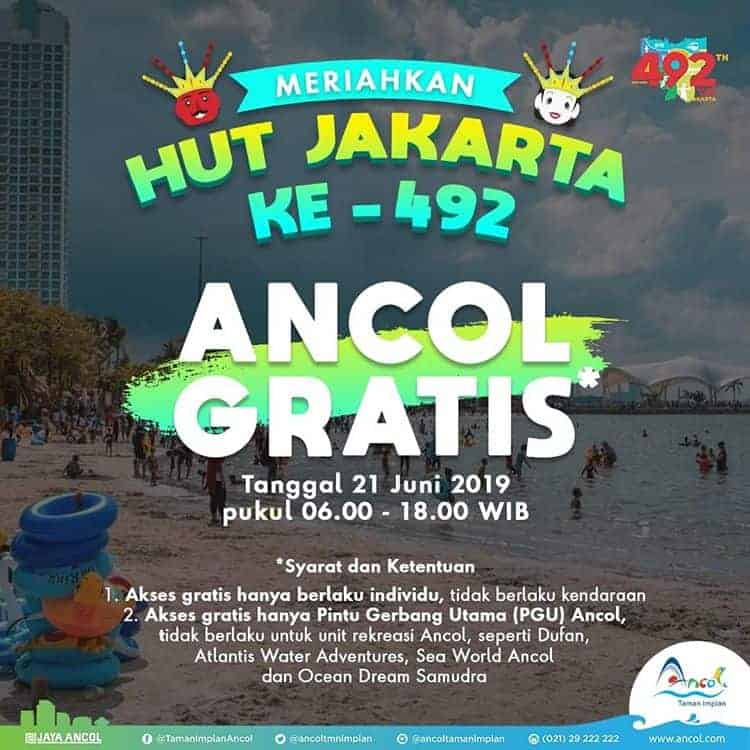 21 Juni Masuk Ancol Gratis